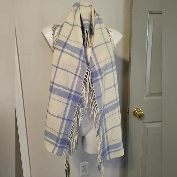 Banana Republic Wool/Angora Rabbit Hair Blend Plaid (2)Scarfs with Fringe - Picture 5 of 7